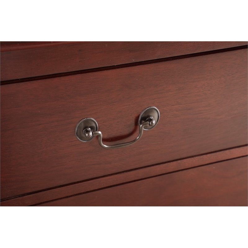 Maklaine Traditional Engineered Wood 5 Drawer Chest in Cherry