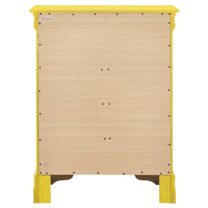 Maklaine Traditional Engineered Wood 4-Drawer Bedroom Chest in Yellow