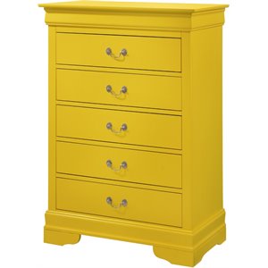 maklaine traditional engineered wood 5 drawer chest in yellow