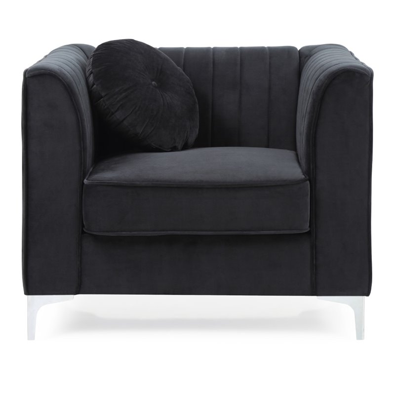 Maklaine Contemporary styled Soft Velvet Chair in Black Finish