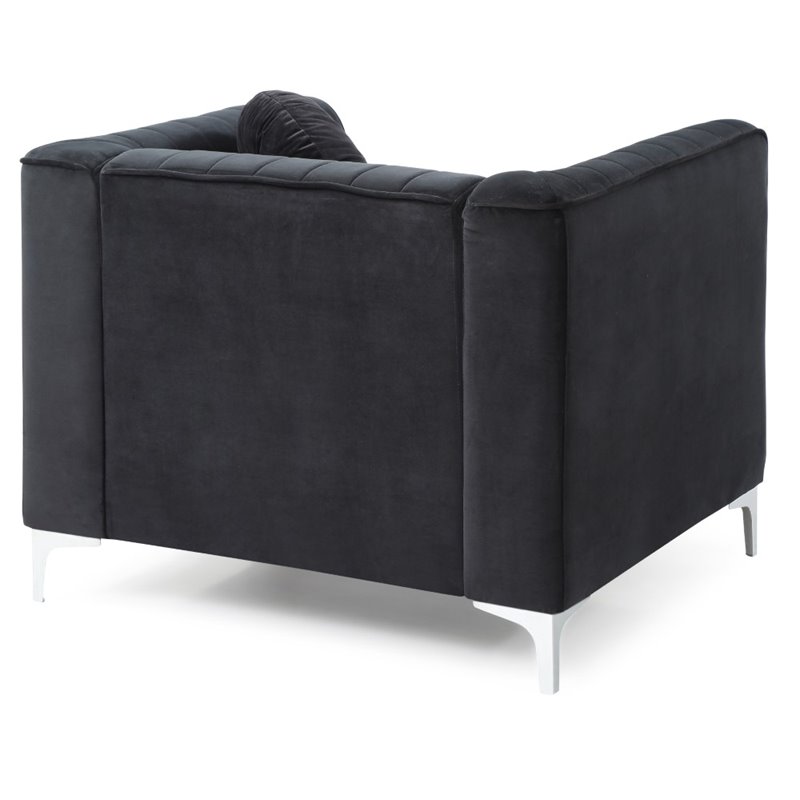 Maklaine Contemporary styled Soft Velvet Chair in Black Finish