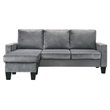 Maklaine Contemporary styled Velvet Sofa Chaise in Gray Finish