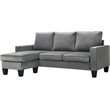 Maklaine Contemporary styled Velvet Sofa Chaise in Gray Finish