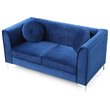 Maklaine Soft Velvet Navy Blue Loveseat Rectangular Channel Quilted 65