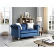 Maklaine Contemporary Soft Velvet Loveseat in Navy Blue Finish