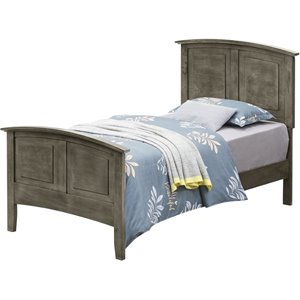 Maklaine Transitional styled Wood Twin Panel Bed in Gray Finish