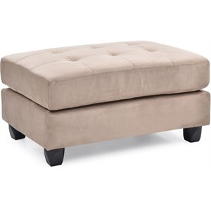 Maklaine Contemporary styled Microsuede Ottoman in Mocha Finish