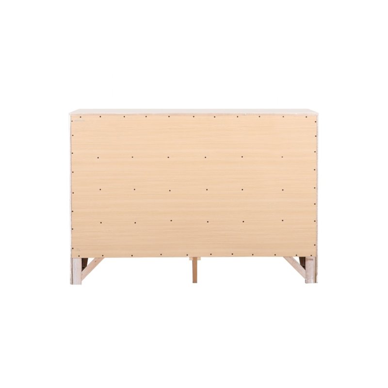 Maklaine Contemporary Engineered Wood 8 Drawer Dresser in White