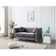 Maklaine Contemporary styled Soft Velvet Loveseat in Gray Finish