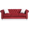 Maklaine Contemporary styled Soft Velvet Sofa in Burgundy Finish