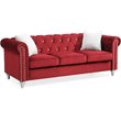 Maklaine Contemporary styled Soft Velvet Sofa in Burgundy Finish