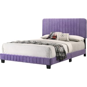 Maklaine Modern Upholstered Velvet Upholstered Queen Bed in Purple