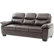 Maklaine Faux Leather Sofa with Tufted Back in Dark Brown Finish