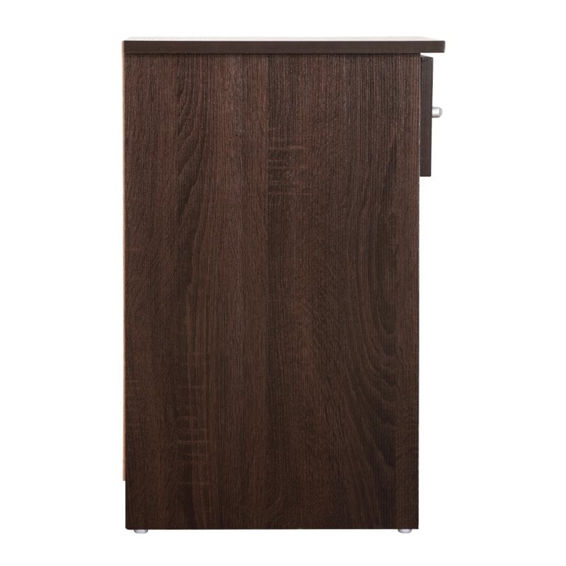 Maklaine Engineered Wood 1-Drawer Bedroom Nightstand in Wenge