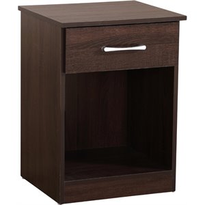 Maklaine Engineered Wood 1-Drawer Bedroom Nightstand in Wenge