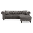 Maklaine Traditional Soft Velvet Sofa Chaise in Dark Gray Finish