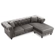 Maklaine Traditional Soft Velvet Sofa Chaise in Dark Gray Finish