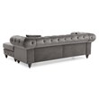 Maklaine Traditional Soft Velvet Sofa Chaise in Dark Gray Finish