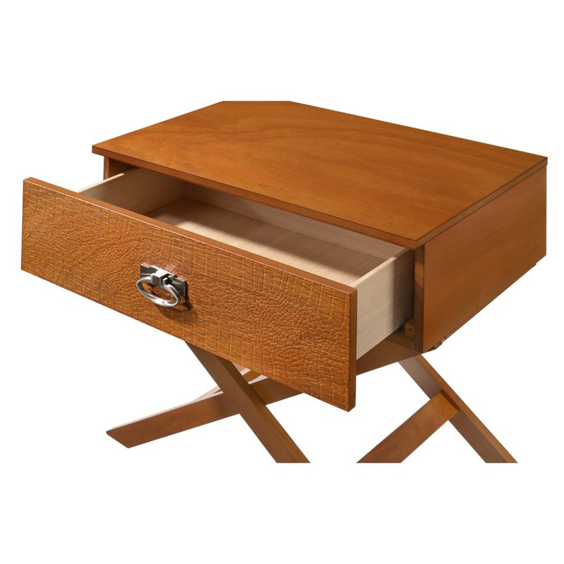 Maklaine Contemporary Engineered Wood 1-Drawer Bedroom Nightstand in Oak