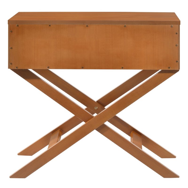 Maklaine Contemporary Engineered Wood 1-Drawer Bedroom Nightstand in Oak