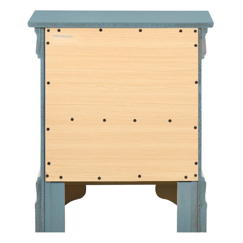 Maklaine Traditional Engineered Wood 2 Drawer Nightstand in Teal