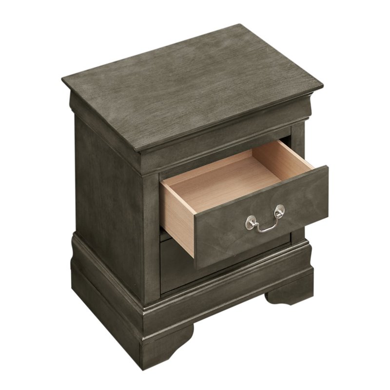 Maklaine Traditional Engineered Wood 2 Drawer Nightstand in Gray
