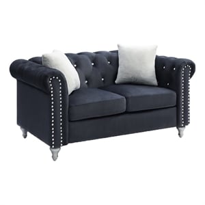 Maklaine 19&quot Contemporary Soft Velvet Upholstered Loveseat in Black