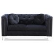 Maklaine Contemporary Soft Velvet Button Tufted Loveseat in Black