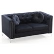 Maklaine Contemporary Soft Velvet Button Tufted Loveseat in Black