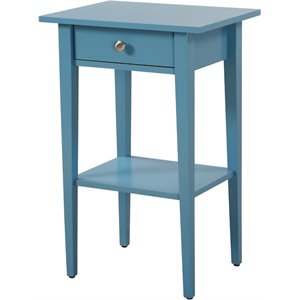 maklaine contemporary engineered wood 1 drawer nightstand in teal