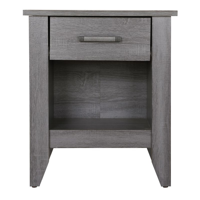 Maklaine Contemporary Engineered Wood 1 Drawer Nightstand in Gray