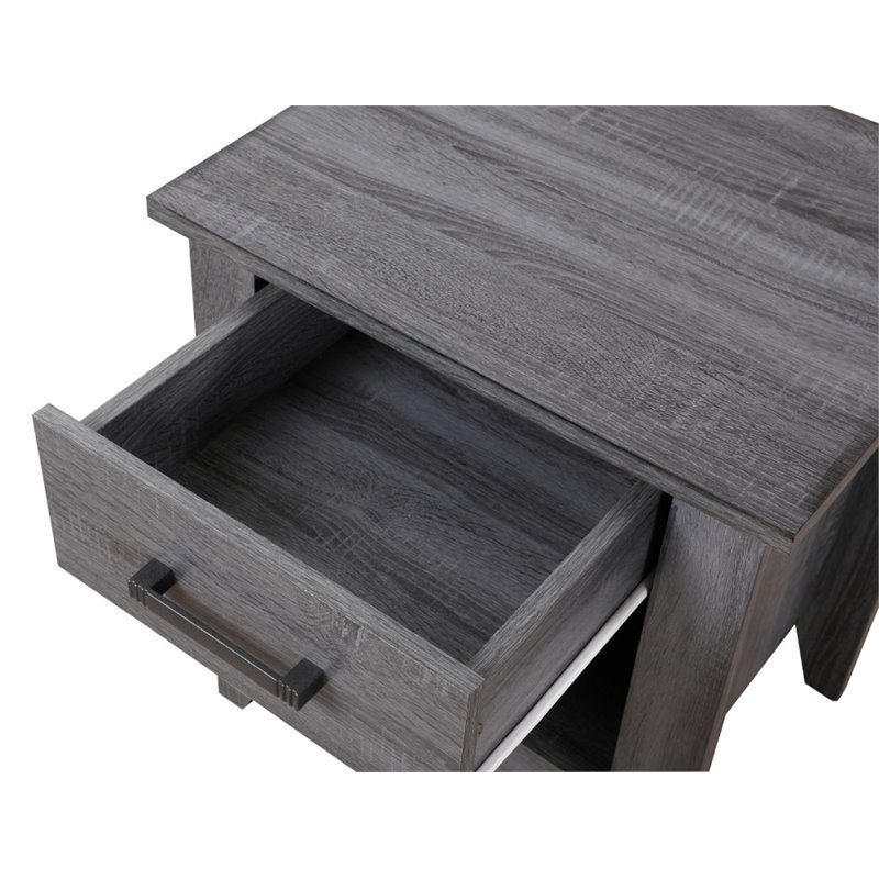 Maklaine Contemporary Engineered Wood 1 Drawer Nightstand in Gray