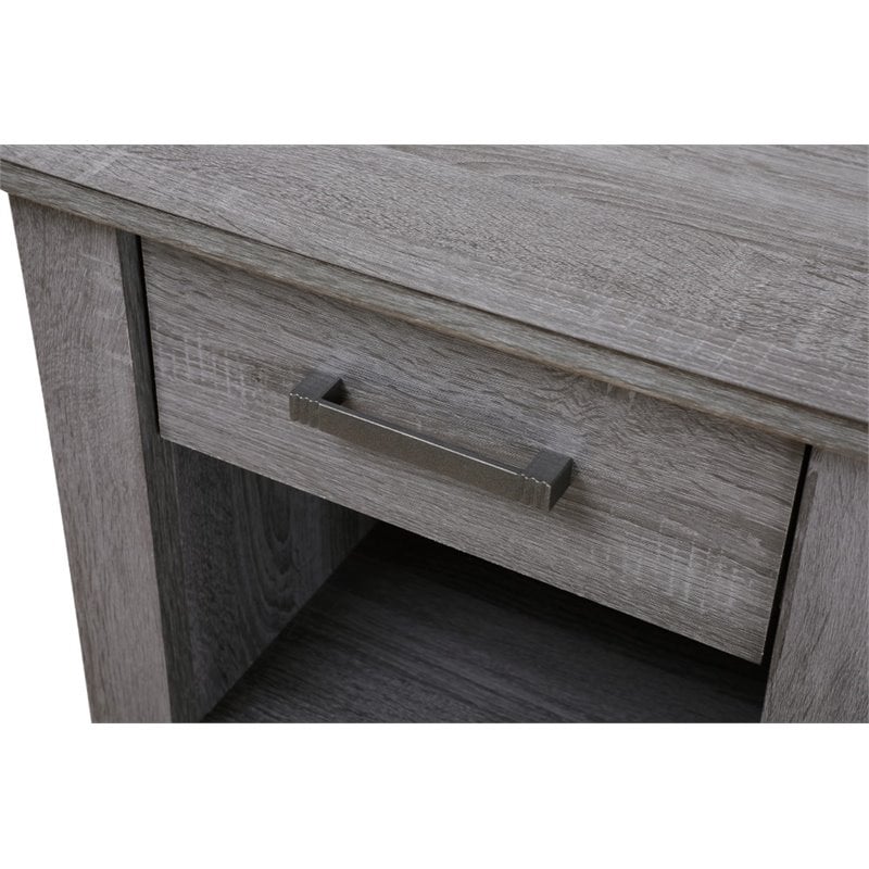 Maklaine Contemporary Engineered Wood 1 Drawer Nightstand in Gray