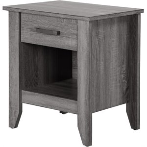 maklaine contemporary engineered wood 1 drawer nightstand in gray