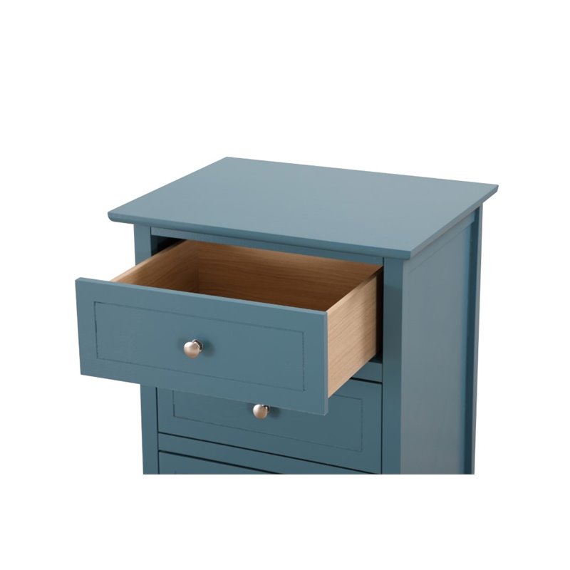 Maklaine Transitional Engineered Wood 3 Drawer Nightstand in Teal