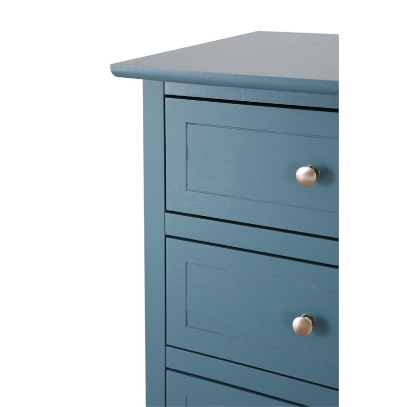 Maklaine Transitional Engineered Wood 3 Drawer Nightstand in Teal