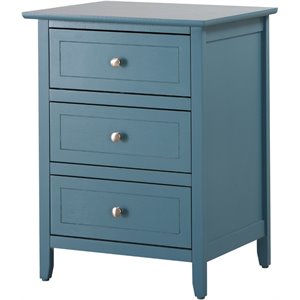 maklaine transitional engineered wood 3 drawer nightstand in teal