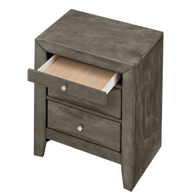 Maklaine Contemporary Engineered Wood 3 Drawer Nightstand in Gray