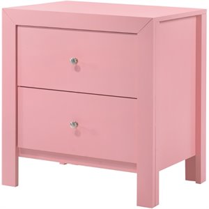 maklaine transitional engineered wood 2 drawer nightstand in pink