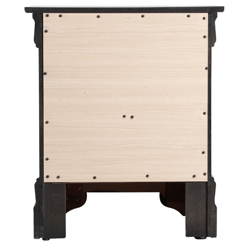 Maklaine Traditional Engineered Wood 2 Drawer Nightstand in Black