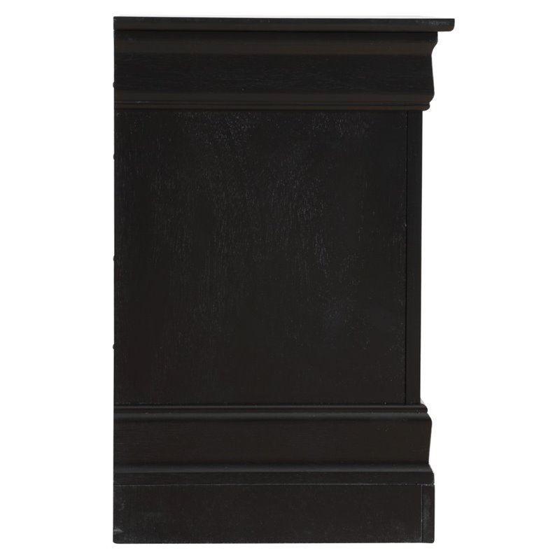 Maklaine Traditional Engineered Wood 2 Drawer Nightstand in Black