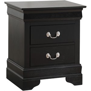 maklaine traditional engineered wood 2 drawer nightstand in black