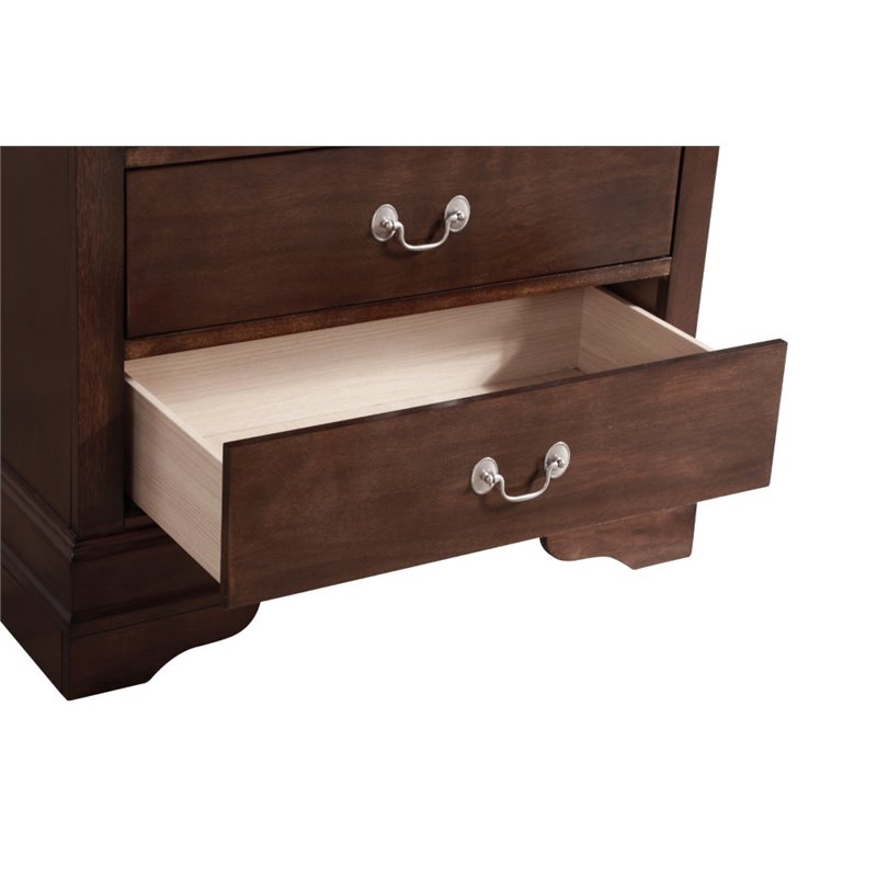 Maklaine Traditional Engineered Wood 5 Drawer Chest in Cappuccino