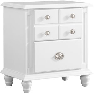 maklaine traditional engineered wood 2 drawer nightstand in white
