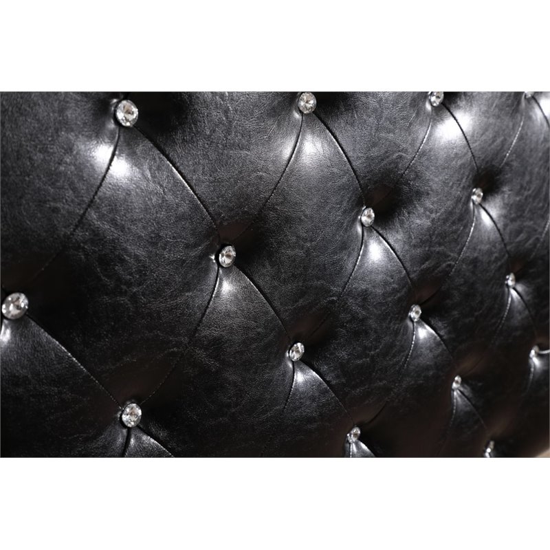 Maklaine Faux Leather Upholstered King Headboard in Black Finish