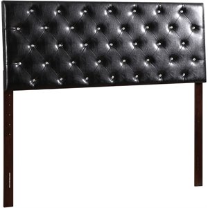 Maklaine Faux Leather Upholstered King Headboard in Black Finish