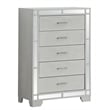 Maklaine Modern styled Wood 5 Drawer Chest Silver Champagne Finish