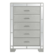 Maklaine Modern styled Wood 5 Drawer Chest Silver Champagne Finish