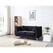 Maklaine Contemporary Soft Velvet Channel Tufted Loveseat in Black