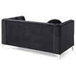 Maklaine Contemporary Soft Velvet Channel Tufted Loveseat in Black